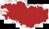 Frontières de la région Bretagne en rouge